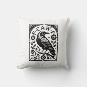 Kraai, F-Caw-F Grappige Vogel Esthetische Grafisch Kussen