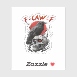 Kraai, F-Caw-F Grappige Vogel F-Caw-F Maan Gothisc Sticker