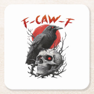 Kraai, F-Caw-F Grappige Vogel F-Caw-F Maan Gothisc Vierkante Kartonnen Onderzetter