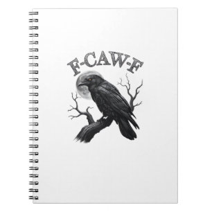 Kraai, F-Caw-F Grappige Vogel Maan Gothische Tri-B Notitieboek