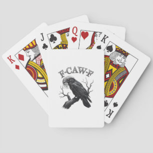 Kraai, F-Caw-F Grappige Vogel Maan Gothische Volwa Pokerkaarten