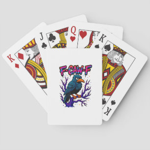 Kraai, F-Caw-F Grappige Vogel Maan Gothische Volwa Pokerkaarten