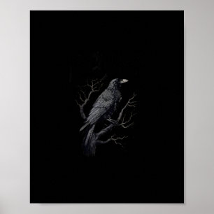 Kraai, F-Caw-F Grappige Vogel Maan Gothische Volwa Poster