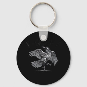 Kraai, F-Caw-F Grappige Vogel Maan Gothische Volwa Sleutelhanger