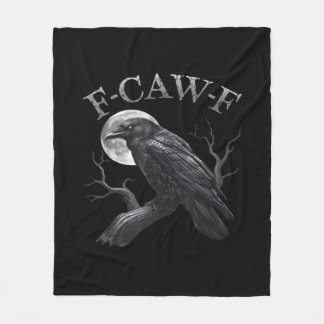 Kraai F-Caw-F Grappige Vogel Maan Gothische Volwas Fleece Deken