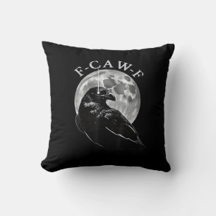 Kraai F-Caw-F Grappige Vogel Maan Gothische Volwas Kussen