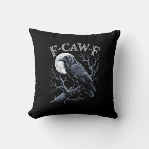 Kraai F-Caw-F Grappige Vogel Maan Gothische Volwas Kussen