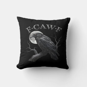 Kraai F-Caw-F Grappige Vogel Maan Gothische Volwas Kussen