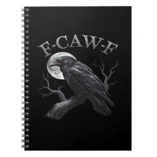 Kraai F-Caw-F Grappige Vogel Maan Gothische Volwas Notitieboek