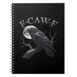 Kraai F-Caw-F Grappige Vogel Maan Gothische Volwas Notitieboek