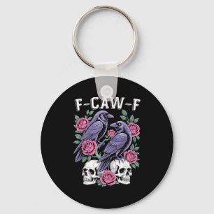 Kraai F-Caw-F Grappige Vogel Maan Gothische Volwas Sleutelhanger