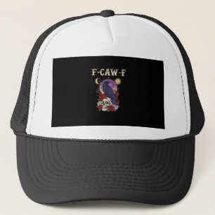 Kraai F-Caw-F Grappige Vogel Maan Gothische Volwas Trucker Pet