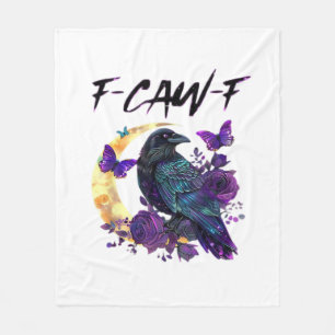 Kraai F Caw F Grappige Vogel Maan Gotisch Ontwerp Fleece Deken