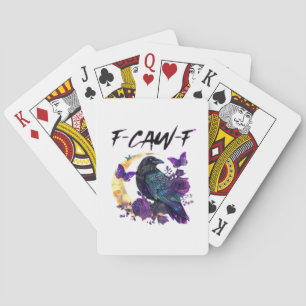Kraai F Caw F Grappige Vogel Maan Gotisch Ontwerp Pokerkaarten