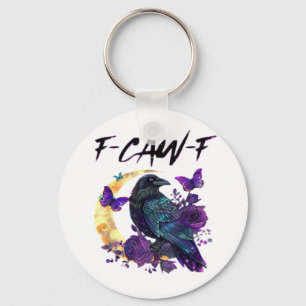 Kraai F Caw F Grappige Vogel Maan Gotisch Ontwerp Sleutelhanger