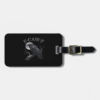 Kraai F-Caw-F Grappige Vogel Maan Retro Klassieker Bagagelabel
