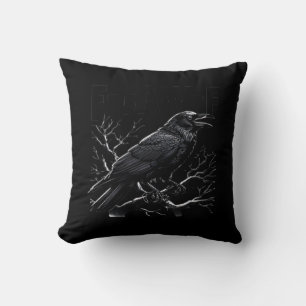 Kraai, F-Caw-F Grappige Vogel Minimalistisch Schoo Kussen