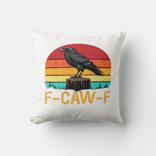 Kraai, F-Caw-F Grappige Vogel Retro Klassieker Kussen