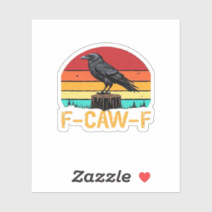 Kraai, F-Caw-F Grappige Vogel Retro Klassieker Sticker