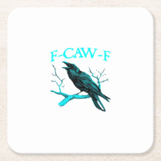 Kraai F-Caw-F Grappige Vogel Retro Vierkante Kartonnen Onderzetter
