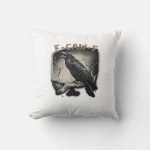 Kraai, F-Caw-F Grappige Vogel Vintage Stijl Kussen