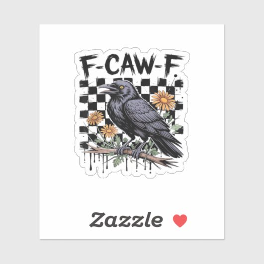 Kraai Flowral, F-Caw-F Grappige Vogel FCAWF Maan G Sticker (Vel)