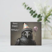 Kraai gefeliciteerd met je verjaardag briefkaart (Staand voorkant)