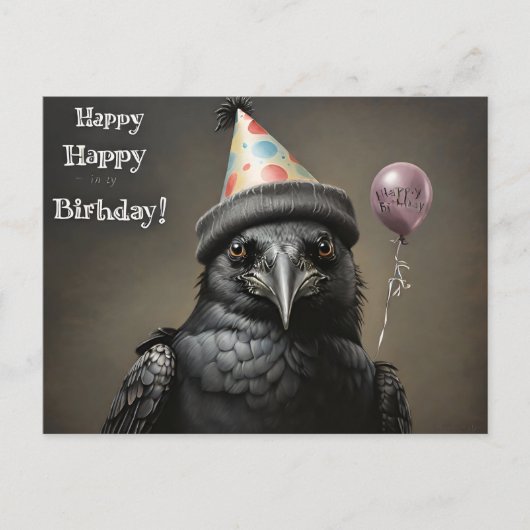 Kraai gefeliciteerd met je verjaardag briefkaart (Voorkant)