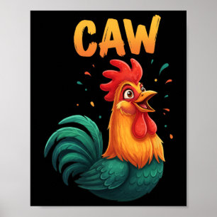 Kraai Haan Kip Boerderij Dier Grappig Rnyard Liefh Poster