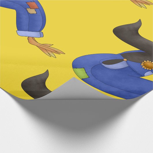 Kraai in overalls inpakpapier