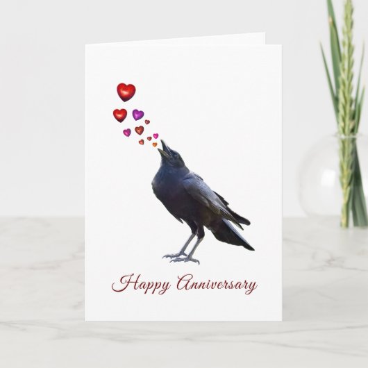 Kraai met harten Jubileum Kaart (Voorkant)