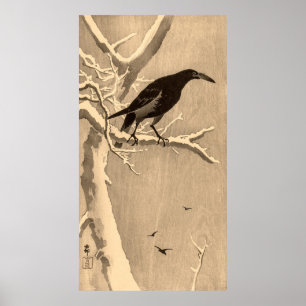 Kraai op een besneeuwde tak door Ohara Koson Poster