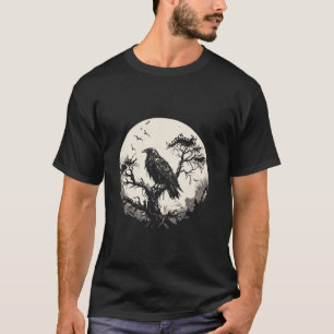 Kraai Raaf Maan Vogel Liefhebbers Raaf Boom Schatt T-shirt
