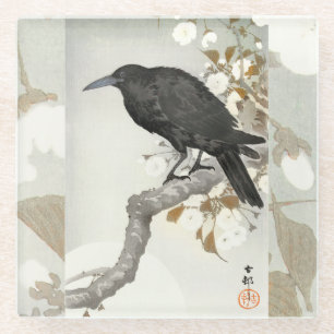 Kraai Raven Koson Japanse Vogel Kraai Glazen Onderzetter