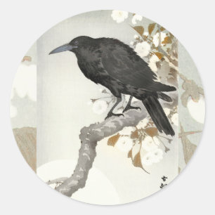 Kraai Raven Koson Japanse Vogel Kraai Ronde Sticker
