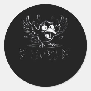 Kraai, Retro F-Caw-F Vogel Kraai Grappige Kraai Vo Ronde Sticker