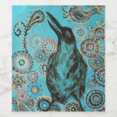 Kraai schilderen wijn label etiket (Enkel label)