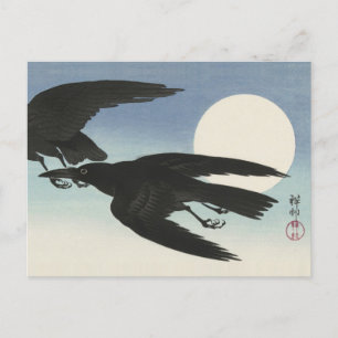 Kraaien bij Full Moon Paining door Ohara Koson Briefkaart