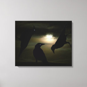 "Kraaien door Moonlight" door DJONeill Canvas Afdruk