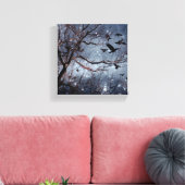 Kraaien in een sterrenveld canvas afdruk (Insitu (Woonkamer))