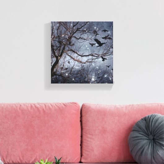 Kraaien in een sterrenveld canvas afdruk (Insitu (Woonkamer))