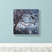 Kraaien in een sterrenveld canvas afdruk (Insitu (Houten vloer))
