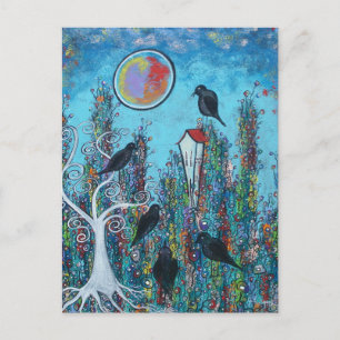 Kraaien in wachtende Briefkaart