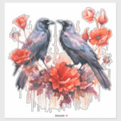 Kraaien met papaver sticker (Vel)