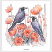 Kraaien met papaver sticker (Vel)