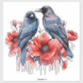 Kraaien met papaver sticker (Vel)