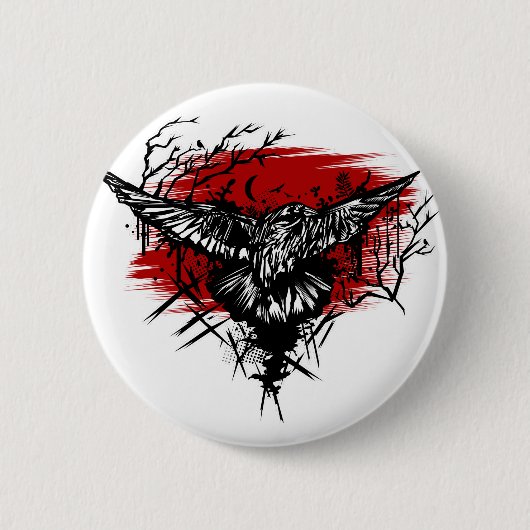 Kraaien Nacht Ronde Button 5,7 Cm (Voorkant)