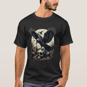kraaienschedel Spooky Raven Halloween kostuum T-shirt