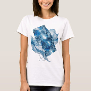 Kraakhelder Zilveren BLAUW GLAS KRISTALLEN VLIEGER T-shirt