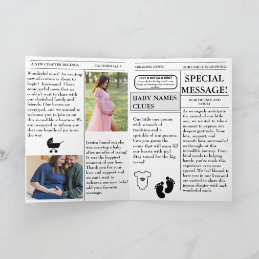 Kraamcadeau aankondiging babyborrel in krant (Binnen)